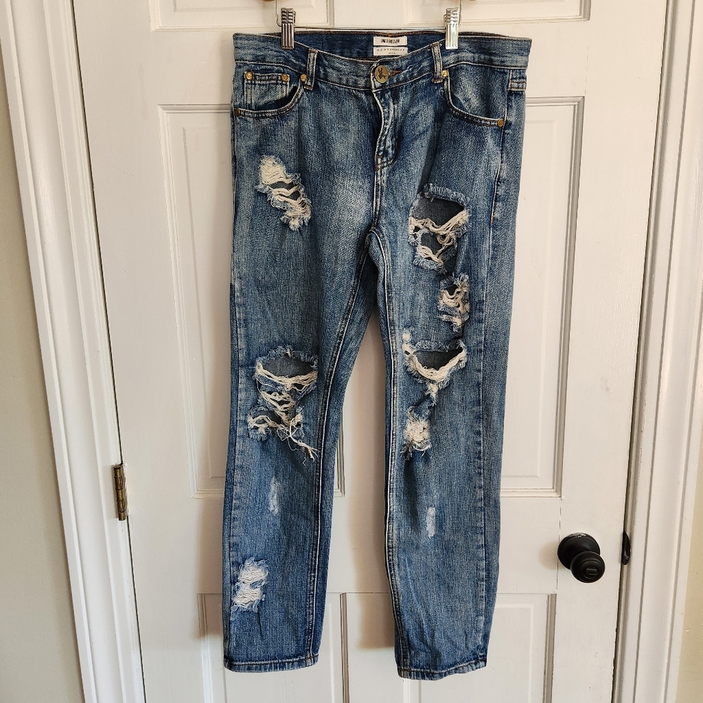 One Teaspoon Distressed Blue Jeans
